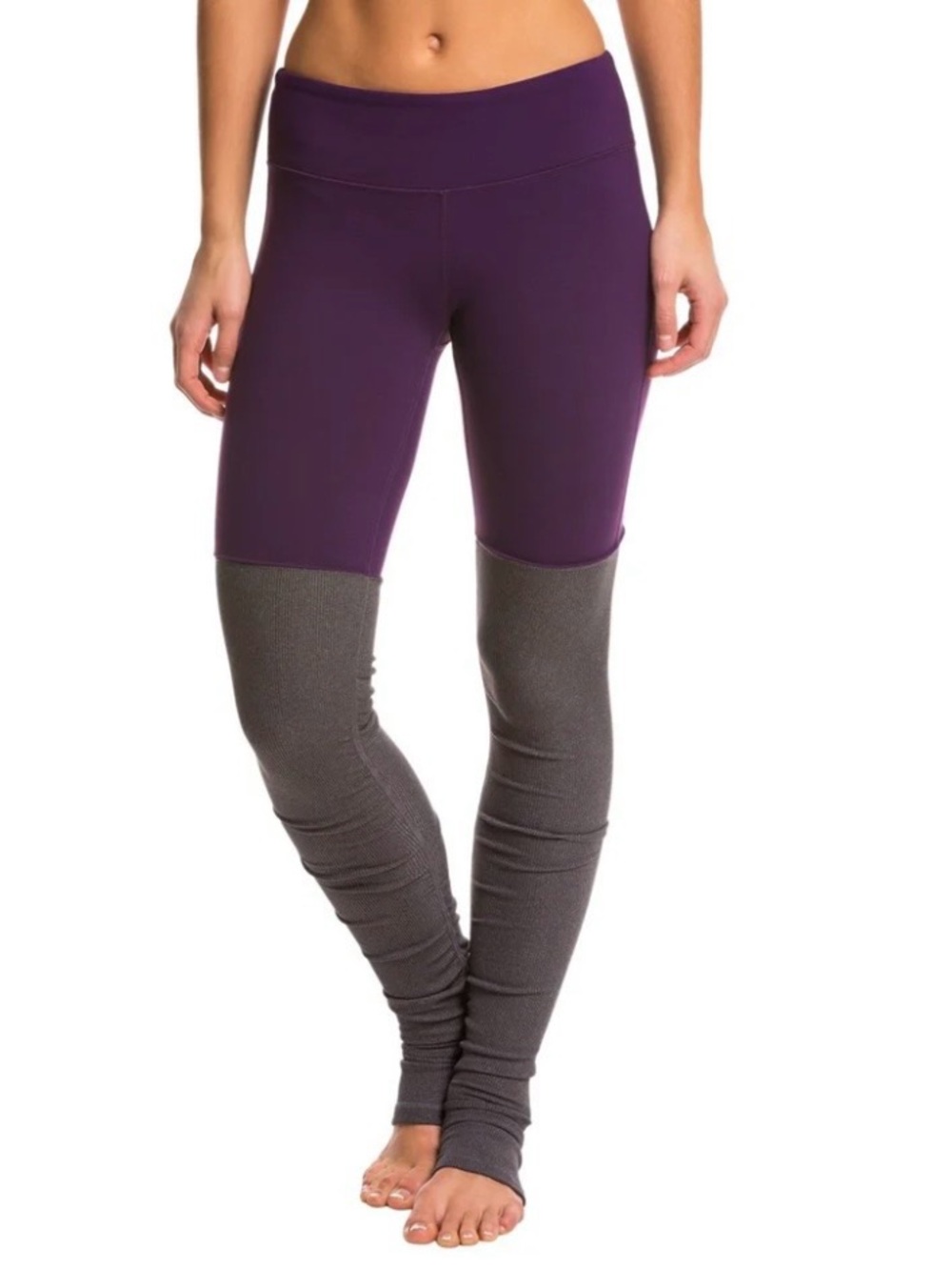 ALO Yoga Colorblock Purple and Gray High-Waist Leggings